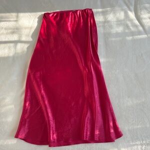 Aritzia Babaton Bright Pink Satin Maxi Skirt